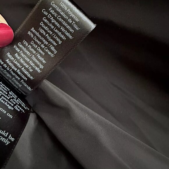 MACKAGE Women's Down Leather Sleeve Puffer Coat in Green/Black Size S - Picture 13 of 13